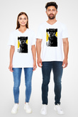 Unisex Zincirsiz - Django Unchained Baskılı Beyaz V Yaka Tshirt
