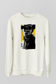 Unisex Zincirsiz - Django Unchained Baskılı Beyaz Sweatshirt
