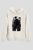 Unisex Zincirsiz - Django Unchained Baskılı Beyaz Kapüşonlu Sweatshirt