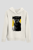 Unisex Zincirsiz - Django Unchained Baskılı Beyaz Kapüşonlu Sweatshirt