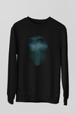 Unisex Zodiac Baskılı Siyah Sweatshirt