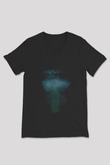 Unisex Zodiac Baskılı Siyah V Yaka Tshirt