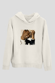 Usher  Baskılı Unisex Beyaz Kapüşonlu Sweatshirt