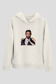 Usher  Baskılı Unisex Beyaz Kapüşonlu Sweatshirt