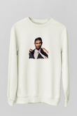 Usher  Baskılı Unisex Beyaz Sweatshirt