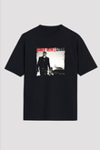 Usher  Baskılı Unisex Oversize Siyah Tişört