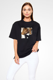 Usher  Baskılı Unisex Oversize Siyah Tişört