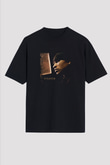 Usher  Baskılı Unisex Oversize Siyah Tişört