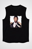 Usher  Baskılı Unisex Siyah Kolsuz Tişört