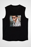 Usher  Baskılı Unisex Siyah Kolsuz Tişört