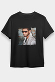 Usher  Baskılı Unisex Siyah Tişört