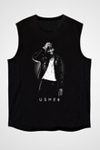 Usher Siyah Unisex Kolsuz Tişört
