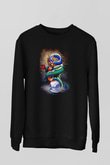 Uzakdoğu Ejderha Temalı Baskılı Unisex Siyah  Sweatshirt