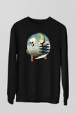 Uzakdoğulu İskelet Baskılı Siyah Unisex  Sweatshirt