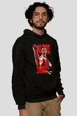 Van Damme James Baskılı Unisex Siyah Kapüşonlu Sweatshirt