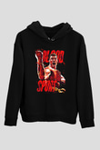 Van Damme James Baskılı Unisex Siyah Kapüşonlu Sweatshirt