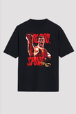 Van Damme James Baskılı Unisex Siyah Oversize Tişört - Tshirt