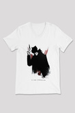 Vendetta Beyaz Unisex V Yaka Tişört T-Shirt