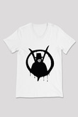 Vendetta Beyaz Unisex V Yaka Tişört T-Shirt