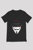 Vendetta Siyah Unisex V Yaka Tişört