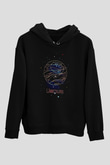 Venüs Çizim Baskılı Unisex Siyah Kapüşonlu Sweatshirt