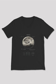 Venüs Fiziksel Özellikleri Baskılı Unisex V Yaka Siyah Tİşört - Tshirt
