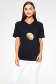 Venüs Fotoğraf Baskılı Unisex V Yaka Siyah Tİşört - Tshirt