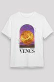 Venüs Gezegeni Baskılı Unisex Beyaz Tişört - Tshirt