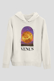 Venüs Gezegeni Baskılı Unisex Ekru Hoodie