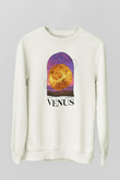Venüs Gezegeni Baskılı Unisex Ekru Sweatshirt