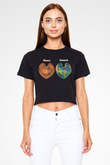 Venüs Siyah Crop Top Tişört