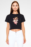 Veteriner Siyah Crop Top Tişört