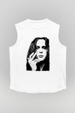 Ville Valo Baskılı Beyaz Unisex Kolsuz Tişört - Tshirt