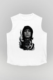 Ville Valo Baskılı Beyaz Unisex Kolsuz Tişört - Tshirt