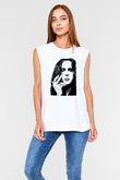Ville Valo Baskılı Beyaz Unisex Kolsuz Tişört - Tshirt