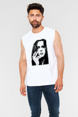 Ville Valo Baskılı Beyaz Unisex Kolsuz Tişört - Tshirt