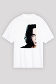 Ville Valo Baskılı Beyaz Unisex Oversize Tişört - Tshirt