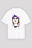 Ville Valo Baskılı Beyaz Unisex Oversize Tişört - Tshirt