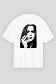 Ville Valo Baskılı Beyaz Unisex Oversize Tişört - Tshirt