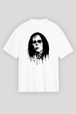 Ville Valo Baskılı Beyaz Unisex Oversize Tişört - Tshirt