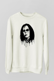 Ville Valo Baskılı Beyaz Unisex Sweatshirt
