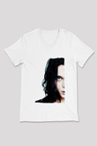 Ville Valo Baskılı Beyaz Unisex V Yaka Tişört - Tshirt