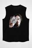 Ville Valo Baskılı Unisex Siyah Kolsuz Tişört - Tshirt