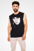Ville Valo Baskılı Unisex Siyah Kolsuz Tişört - Tshirt