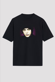 Ville Valo Baskılı Unisex Siyah Oversize Tişört - Tshirt