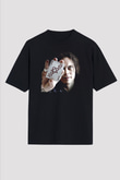 Ville Valo Baskılı Unisex Siyah Oversize Tişört - Tshirt