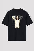 Ville Valo Baskılı Unisex Siyah Oversize Tişört - Tshirt