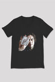 Ville Valo Baskılı Unisex Siyah V Yaka Tişört - Tshirt