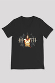 Ville Valo Baskılı Unisex Siyah V Yaka Tişört - Tshirt