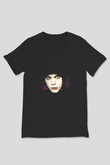 Ville Valo Baskılı Unisex Siyah V Yaka Tişört - Tshirt